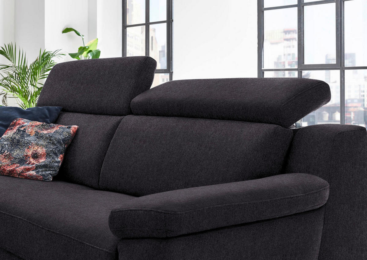 2,5-SITZER in Chenille Anthrazit  - Anthrazit/Schwarz, Design, Textil/Metall (188/84-104/104cm) - Valdera