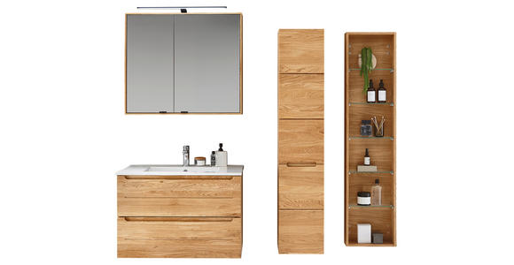 SPIEGELSCHRANK 80/70/20 cm  - Eichefarben/Silberfarben, KONVENTIONELL, Glas/Holz (80/70/20cm) - Linea Natura