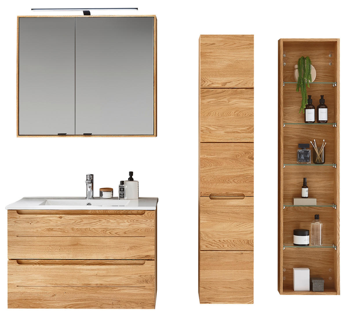 SPIEGELSCHRANK 80/70/20 cm  - Eichefarben/Silberfarben, Konventionell, Glas/Holz (80/70/20cm) - Linea Natura