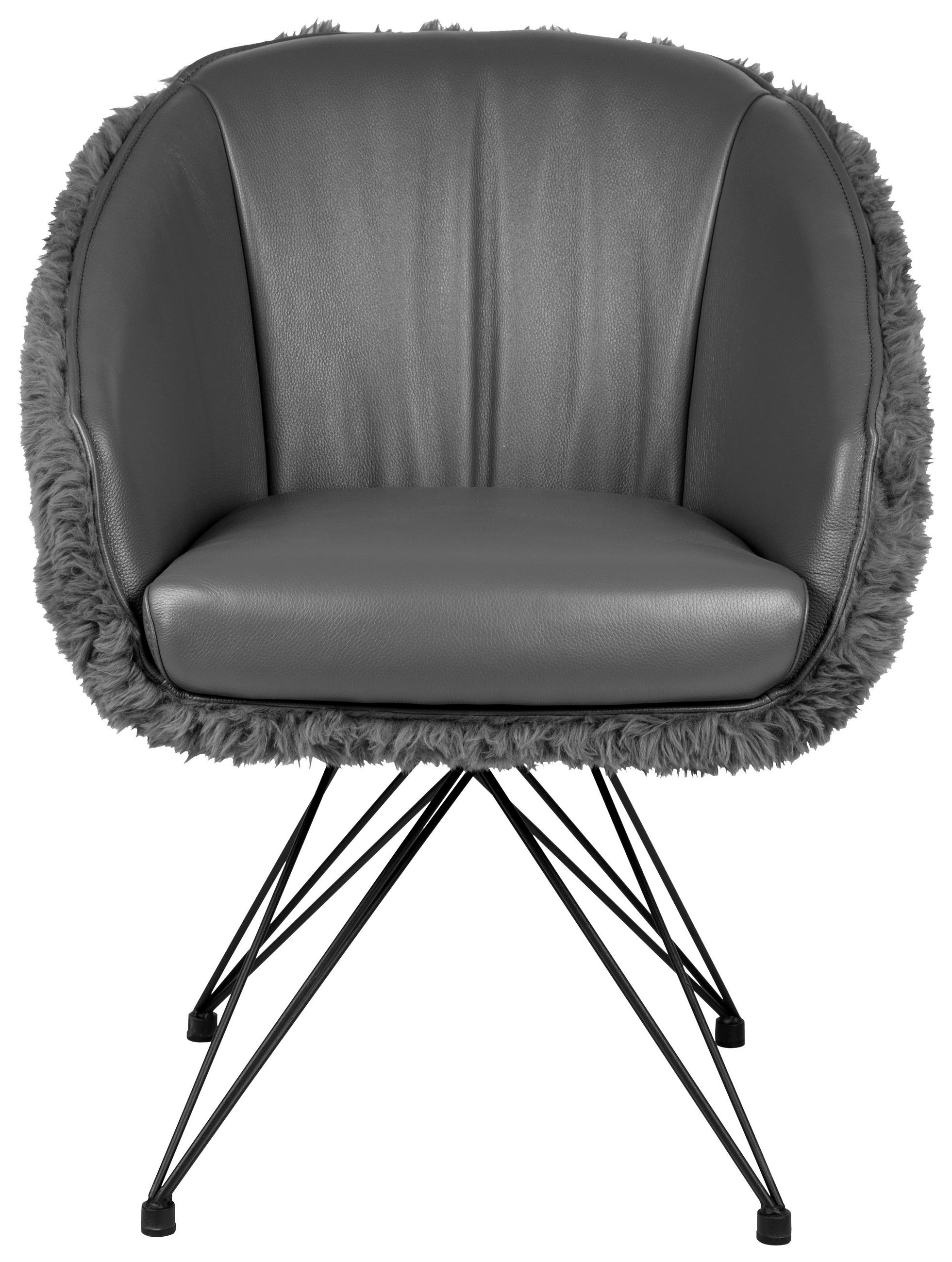 Thumbnail - Belluti Armlehnstuhl, Anthrazit, Schwarz, Holz, Metall, Textil, Leder, Echtleder, Rindleder, Eukalyptusholz, Sperrholz, ...