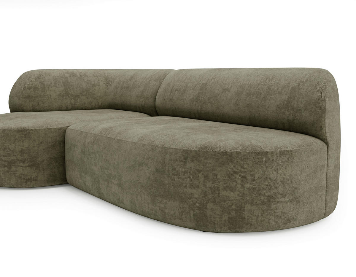 ECKSOFA Chenille Grün  - Schwarz/Grün, Design, Kunststoff/Textil (156/218cm) - Livetastic