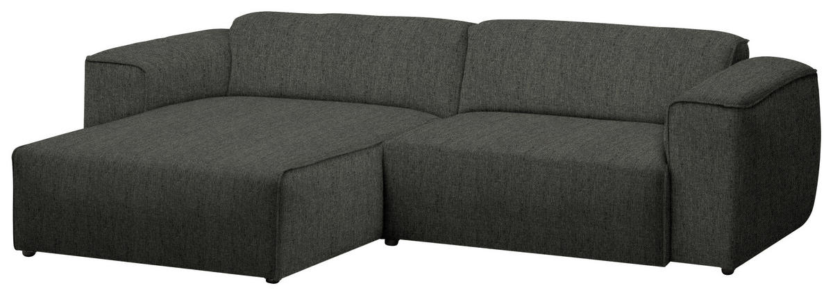 ECKSOFA in Webstoff Dunkelgrün  171/265 cm  - Dunkelgrün/Schwarz, Design, Kunststoff/Textil (171/265cm) - home24