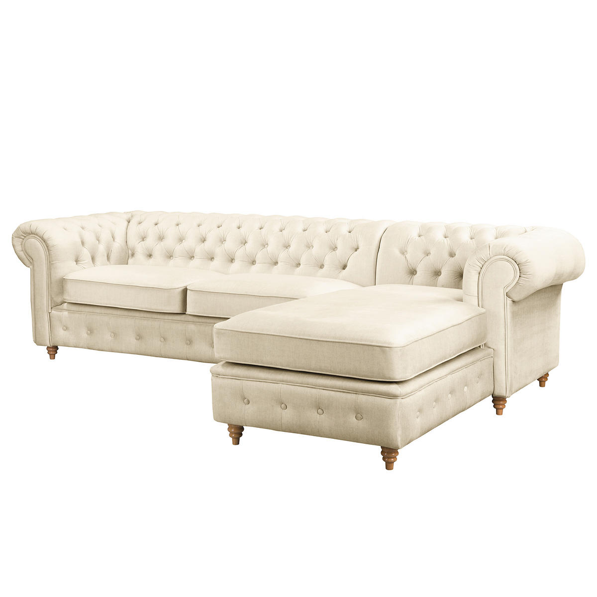 ECKSOFA Laura in Mikrofaser Creme  284/182 cm  - Creme/Braun, Design, Holz/Textil (284/182cm) - P & B