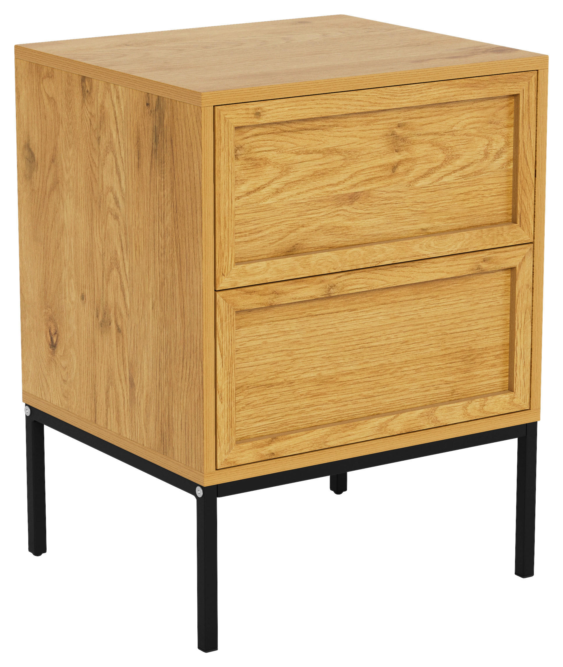 NACHTSCHRANK 46/61/40 cm  - Eichefarben/Schwarz, MODERN, Holzwerkstoff/Metall (46/61/40cm) - VanDerken