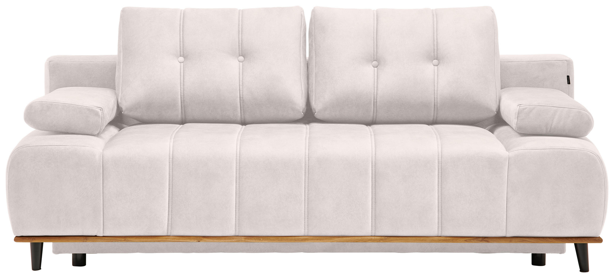 SCHLAFSOFA Clive  mit Stoffauswahl, Rücken echt Webstoff Creme  - Creme/Schwarz, Design, Holz/Textil (206/77-87/102cm) - Novel