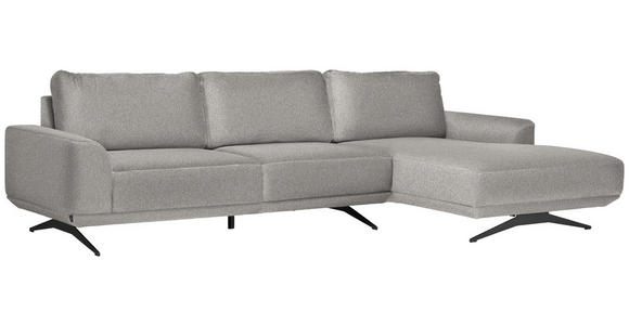 ECKSOFA in Webstoff Hellgrau  - Hellgrau/Schwarz, Design, Textil/Metall (320/172cm) - Valnatura