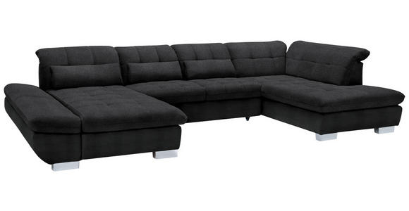 WOHNLANDSCHAFT in Mikrofaser Graphitfarben - Chromfarben/Graphitfarben, Design, Kunststoff/Textil (204/350/211cm) - Xora