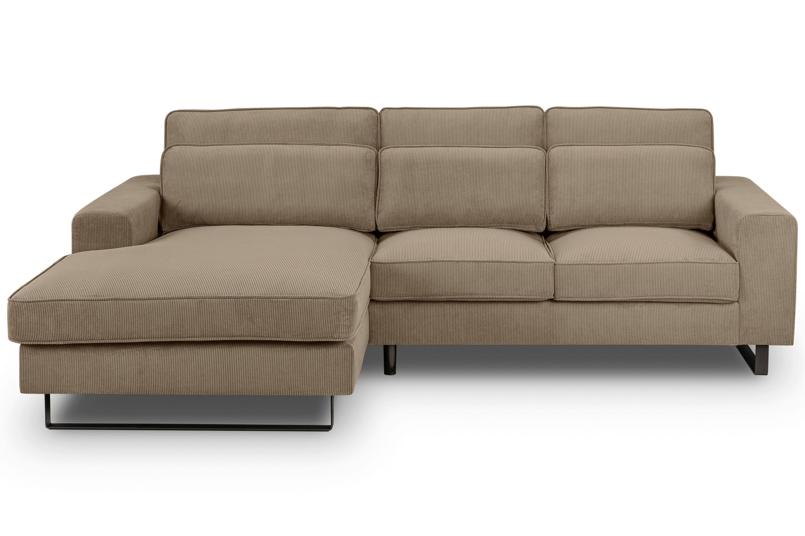 ECKSOFA BOLIVIA Beigebraun Cord  - Beige/Beigebraun, Basics, Textil/Metall (276/183cm) - MID.YOU