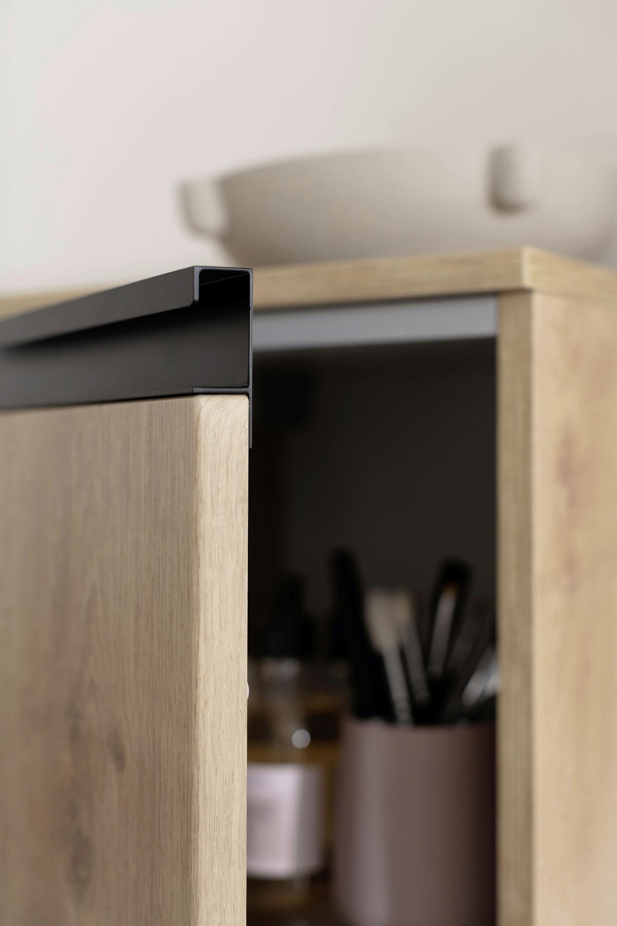 MIDISCHRANK 30,2/133,6/30 cm  - Eichefarben/Schwarz, Basics, Glas/Holzwerkstoff (30,2/133,6/30cm) - Schöner Wohnen
