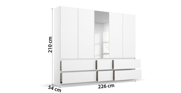 DREHTÜRENSCHRANK  in Weiß  - Weiß, Design, Glas/Holzwerkstoff (226/210/54cm) - Carryhome