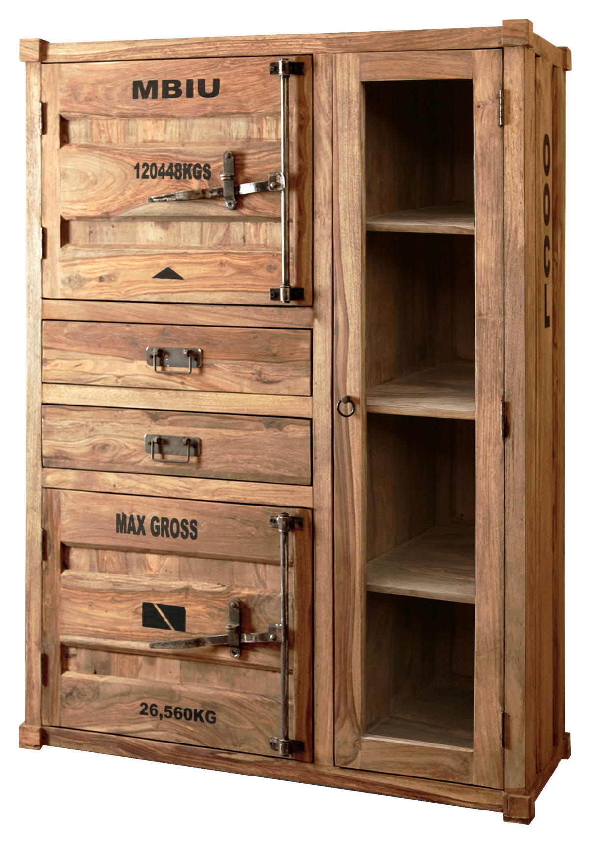 HIGHBOARD  in 110/150/45 cm  - Sheeshamfarben, KONVENTIONELL, Glas/Holz (110/150/45cm) - Livetastic