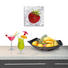 Eiswürfel, Essen & Trinken Glasbild "Strawberry on ice" - Multicolor, Basics, Glas (30/30cm) - EUROGRAPHICS