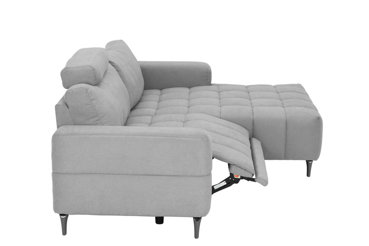 ECKSOFA Hellgrau Mikrofaser  - Silberfarben/Hellgrau, Design, Textil/Metall (242/161cm) - Livetastic