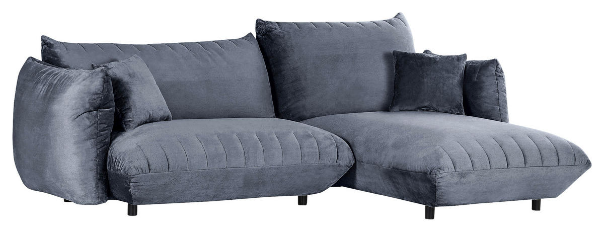 HÖRNSOFFA i plysch blågrå  - blågrå/svart, Klassisk, textil/plast (270/170cm) - MID.YOU