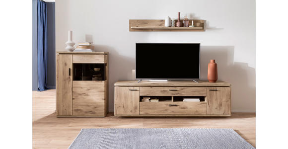 WOHNWAND 3-teilig  in Eichefarben  310/181/50 cm  - Eichefarben/Anthrazit, KONVENTIONELL, Glas/Holzwerkstoff (310/181/50cm) - Cantus