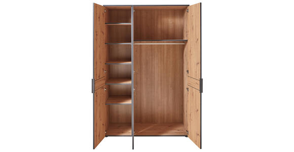 DREHTÜRENSCHRANK 3-türig Anthrazit, Eiche Artisan  - Anthrazit/Eiche Artisan, Design, Holzwerkstoff/Metall (136/210/61cm) - Venda