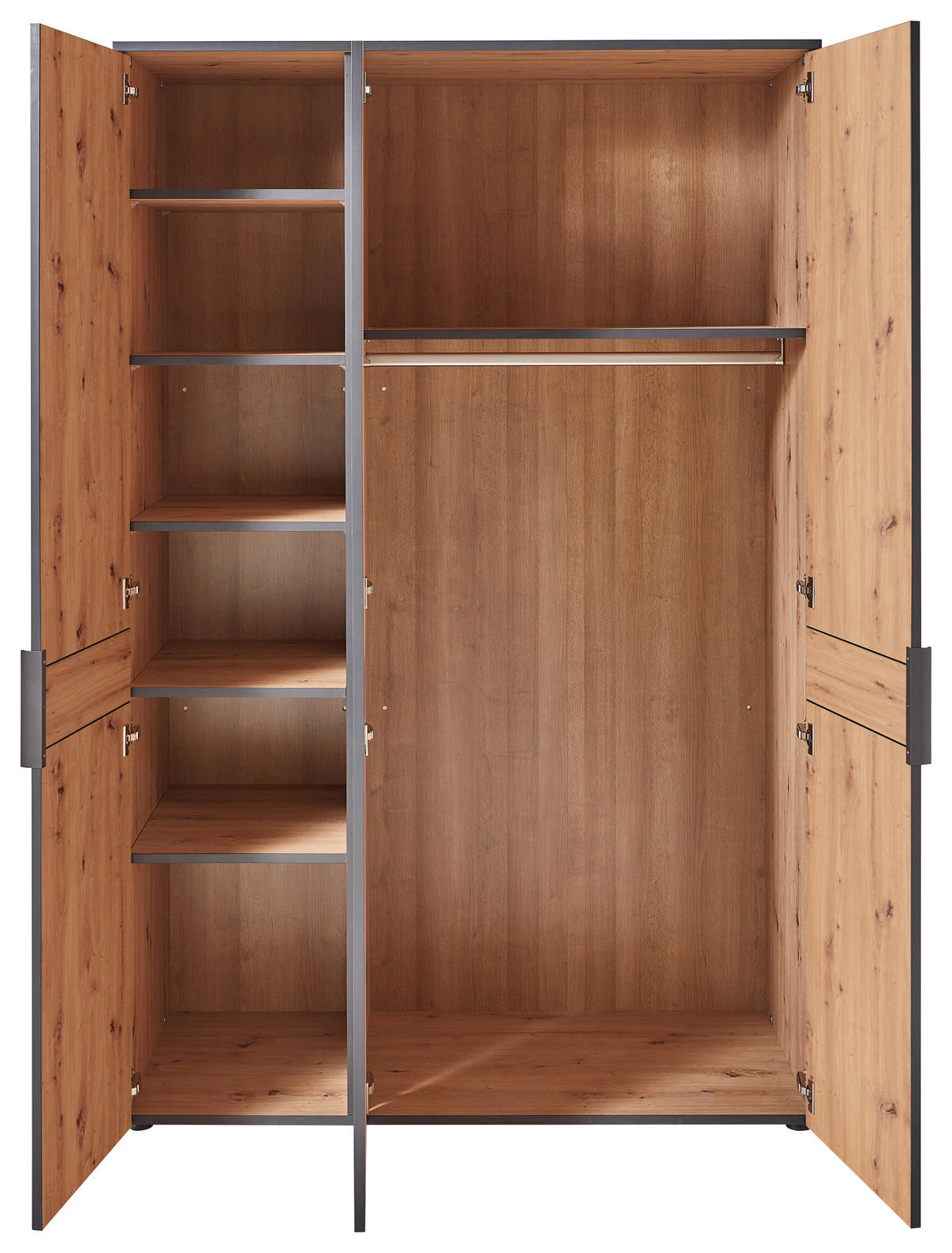 DREHTÜRENSCHRANK 3-türig Anthrazit, Eiche Artisan  - Anthrazit/Eiche Artisan, Design, Holzwerkstoff/Metall (136/210/61cm) - Venda