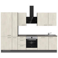 KÜCHENBLOCK 300 cm   in Weiß, Schieferfarben  - Schieferfarben/Edelstahlfarben, MODERN, Holzwerkstoff/Metall (300cm) - Nobilia