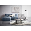 ECKSOFA Grau, Blaugrau Cord, Lederlook  - Blaugrau/Grau, Trend, Textil (185/315cm) - Livetastic