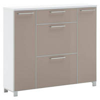 SCHUHSCHRANK Weiß, Taupe  - Taupe/Chromfarben, Design, Glas/Holzwerkstoff (121/108/31cm)
