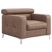 SESSEL Echtleder Cappuccino  - Chromfarben/Cappuccino, Design, Leder/Metall (99/78-92/106cm) - Livetastic