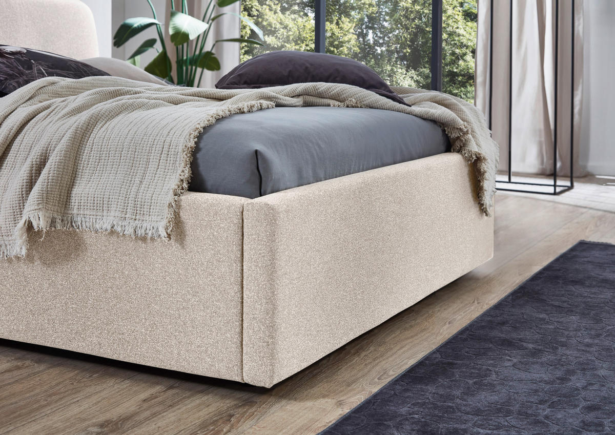 POLSTERBETT 140/200 cm,  in Beige,  - Beige/Schwarz, Design, Holz/Textil (140/200cm) - Stylife
