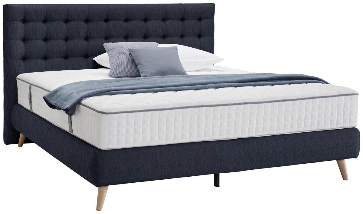 BOXSPRINGBETT 120/200 cm  in Dunkelblau  - Dunkelblau, Design, Holz/Textil (120/200cm) - Welnova