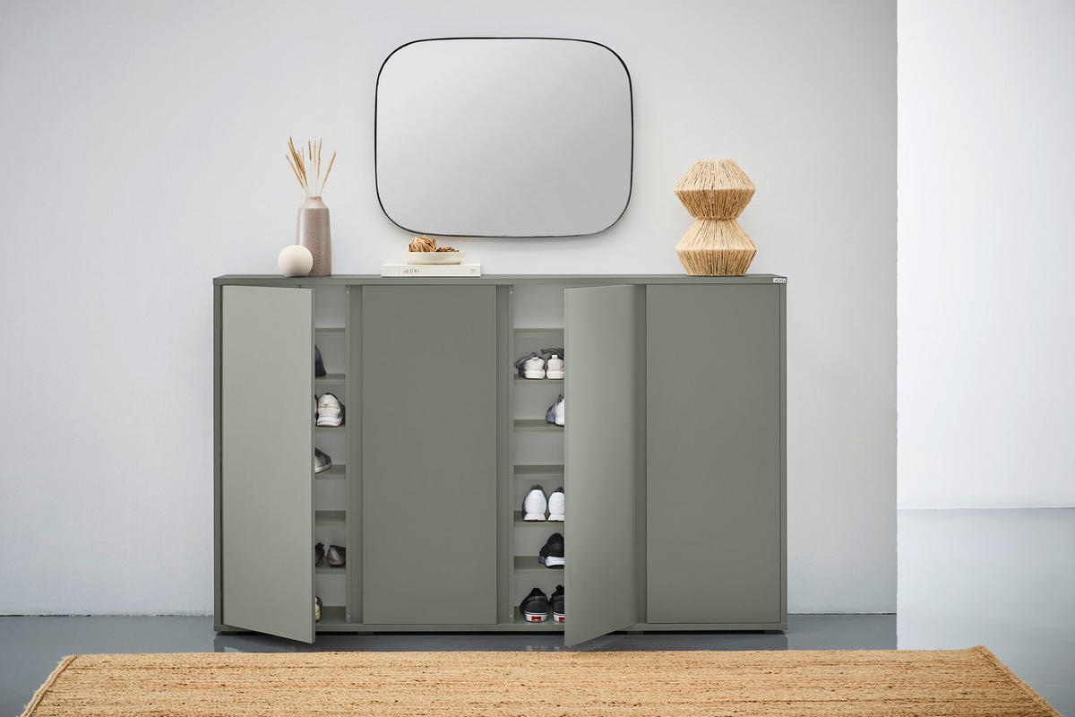 SCHUHSCHRANK Grün  - Grau/Grün, Design, Holzwerkstoff/Kunststoff (192,7/120/33,8cm) - Xora