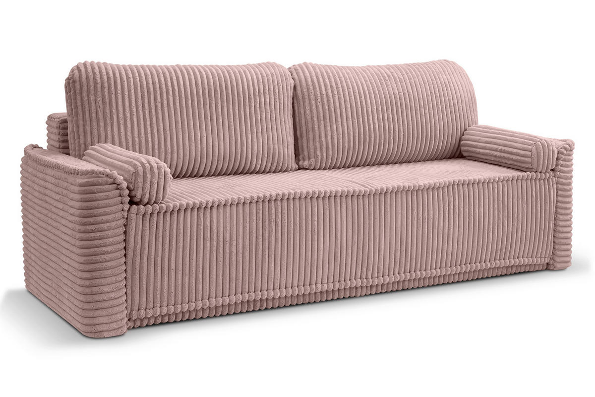 SCHLAFSOFA GRUBS  mit Cord Rosa  - Schwarz/Rosa, Basics, Kunststoff/Textil (225/96/93cm) - MID.YOU