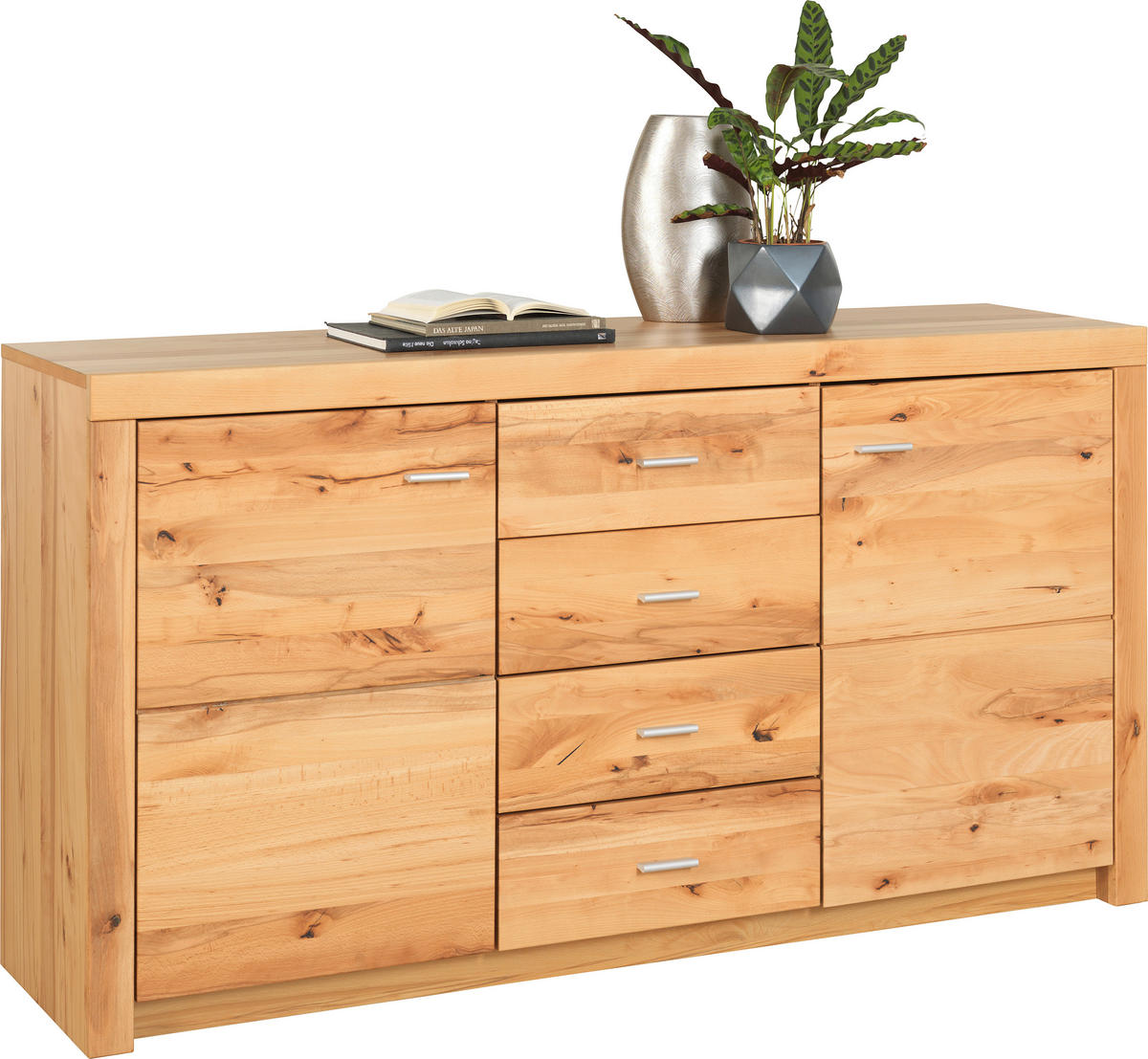 SIDEBOARD Indira 163/88/44 cm 4 Schublade(n)  - Buchefarben/Alufarben, Konventionell, Holz/Kunststoff (163/88/44cm) - Cantus