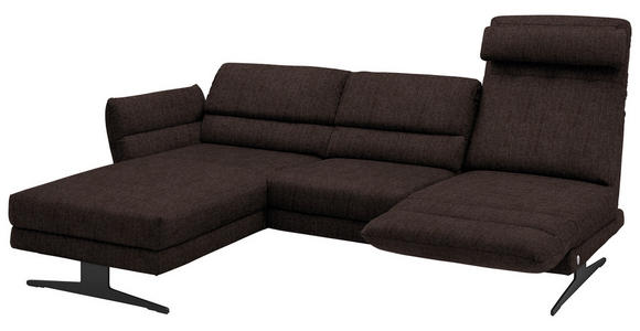 ECKSOFA Braun Flachgewebe  - Schwarz/Braun, Design, Textil/Metall (176-217/279-327cm) - Dieter Knoll