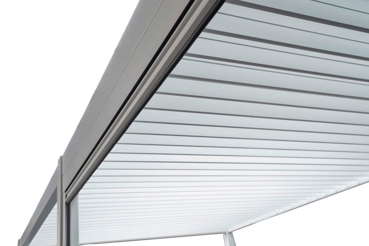 PERGOLA-ROLLO 400/250/10 cm  - Weiß/Grau, MODERN, Textil/Metall (400/250/10cm) - Gardenson