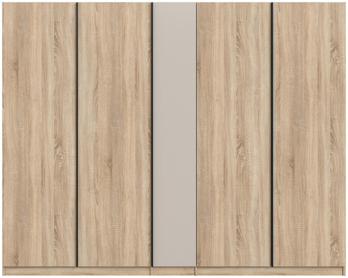 DREHTÜRENSCHRANK 230/183/53 cm,  in Sonoma Eiche, Kaschmir, 5-türig  - Kaschmir/Schwarz, MODERN, Holzwerkstoff (230/183/53cm) - MID.YOU