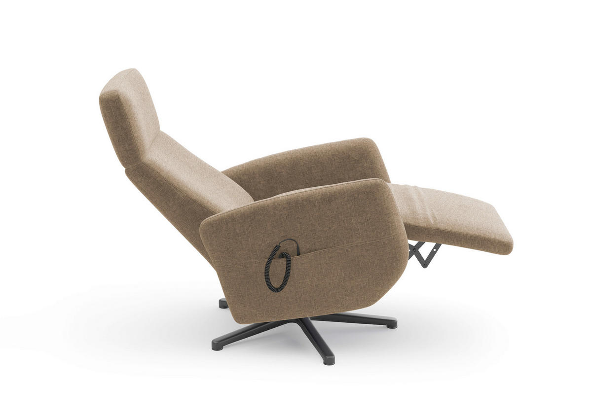 RELAXSESSEL Flachgewebe Aufstehhilfe    - Hellbraun/Schwarz, KONVENTIONELL, Textil/Metall (71/110/82cm) - Sit & More