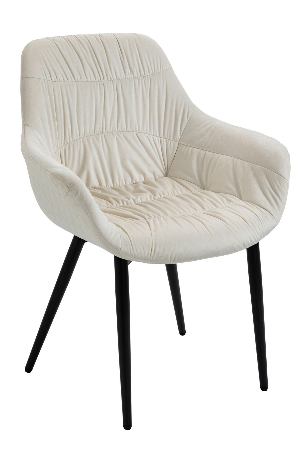 ARMLEHNSTUHL  in Samt  - Creme/Schwarz, MODERN, Textil/Metall (63/81,5/61cm) - Livetastic