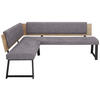 ECKBANK in Metall, Textil, Holzwerkstoff Grau, Schwarz, Eichefarben  - Eichefarben/Schwarz, Modern, Holzwerkstoff/Textil (160/200cm) - Venda