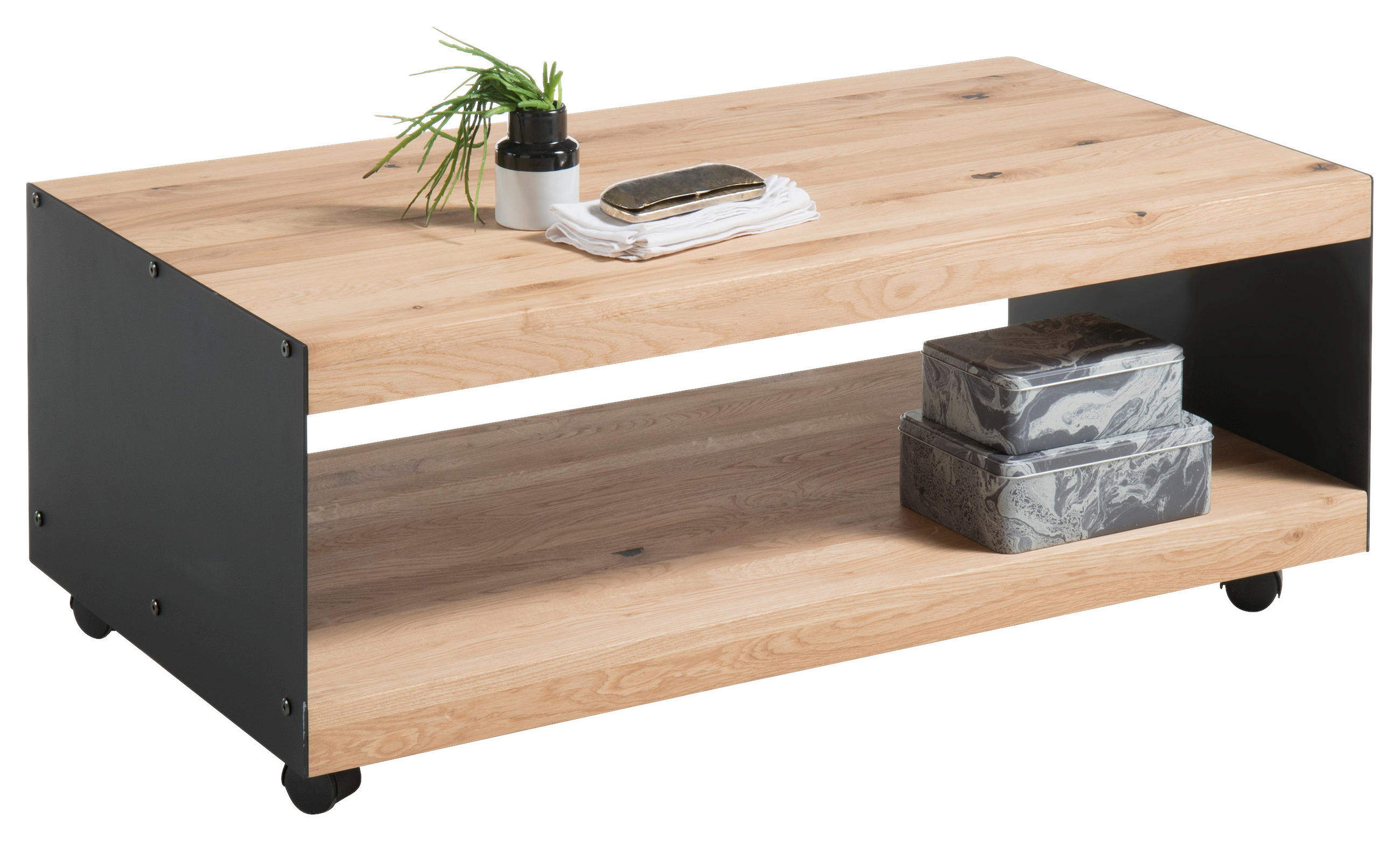 Couchtisch in Holz, Metall 110/60/42 cm