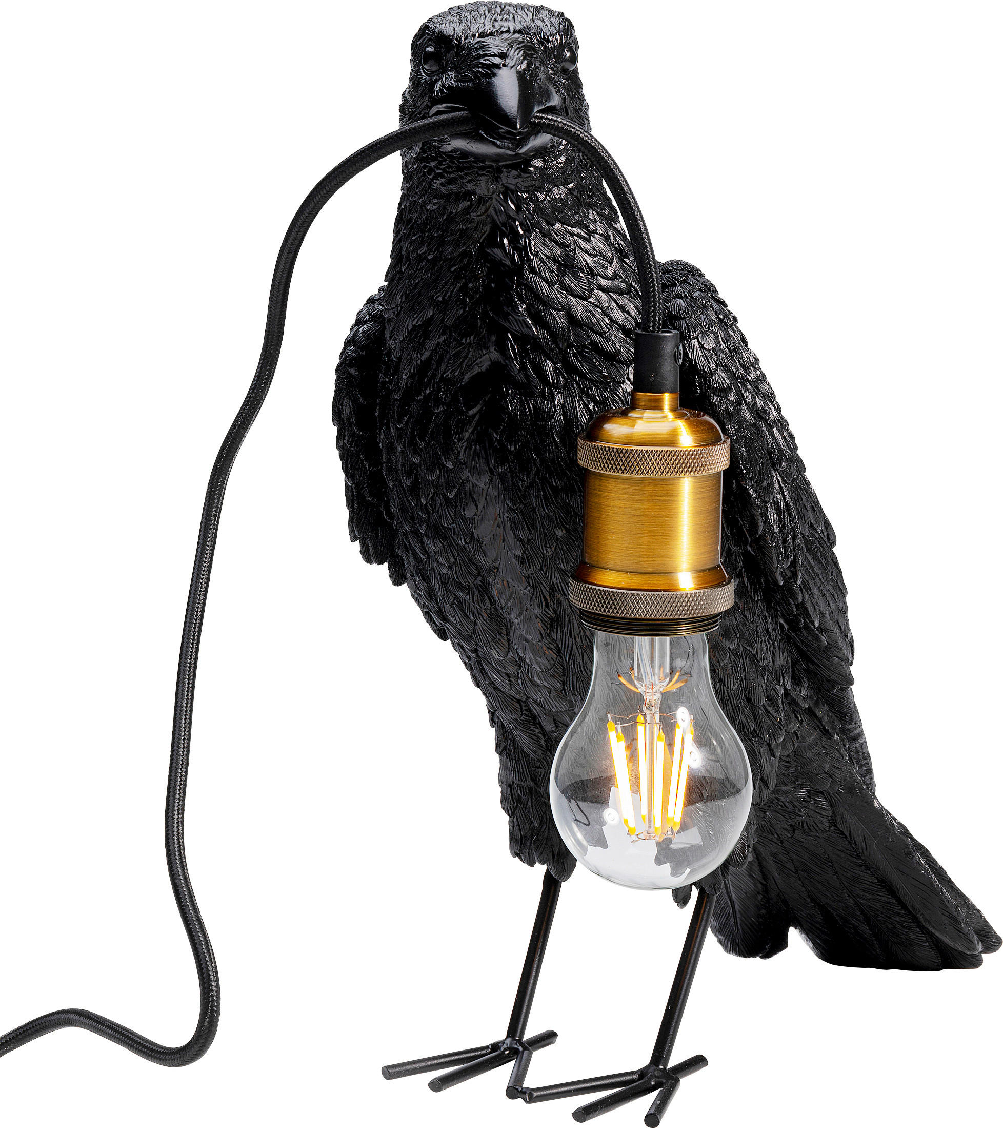 TISCHLEUCHTE ANIMAL CROW 14/34/31 cm   - Schwarz, Design, Kunststoff (14/34/31cm) - Kare-Design