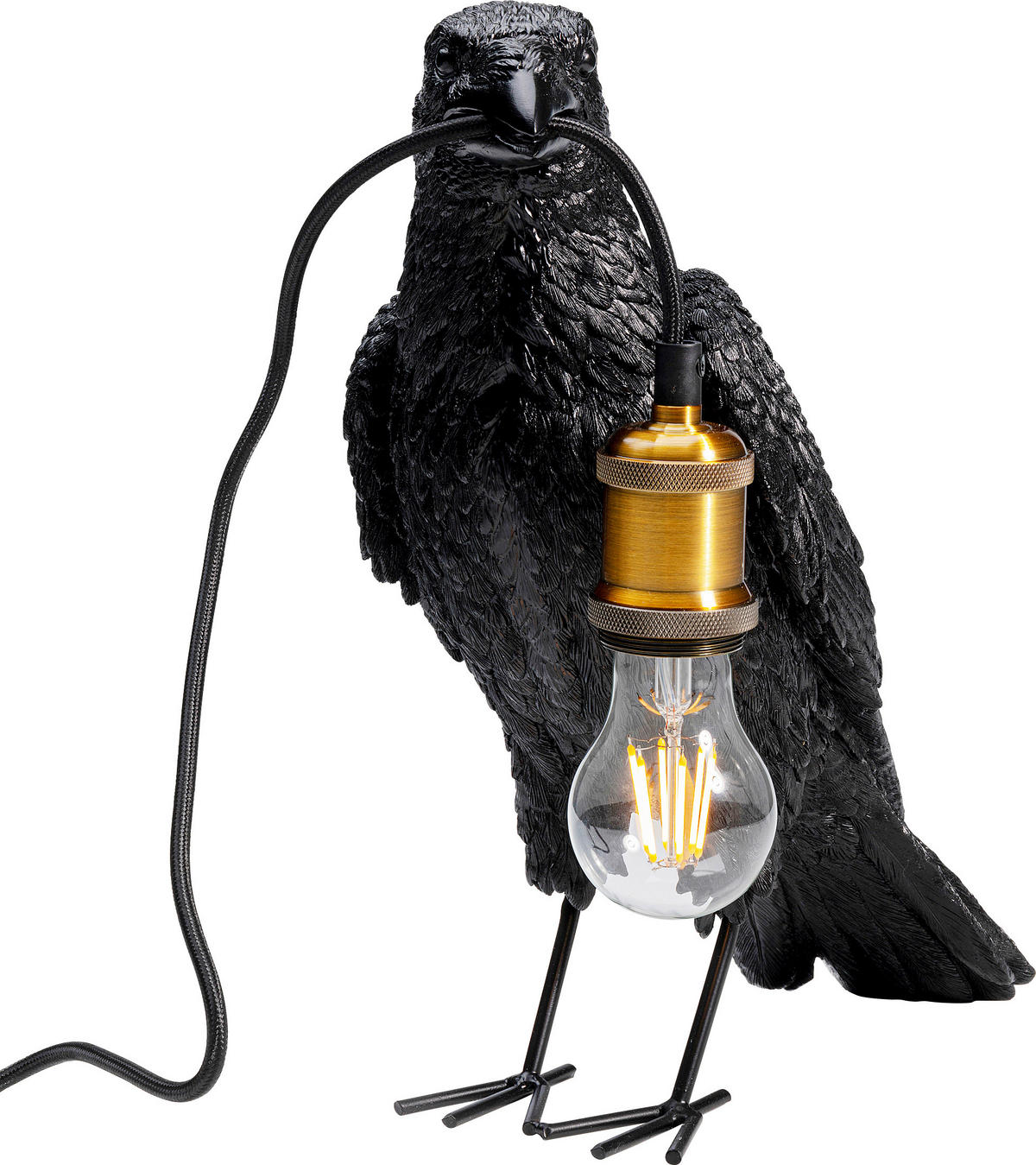 TISCHLEUCHTE ANIMAL CROW 14/34/31 cm   - Schwarz, Design, Kunststoff (14/34/31cm) - Kare-Design