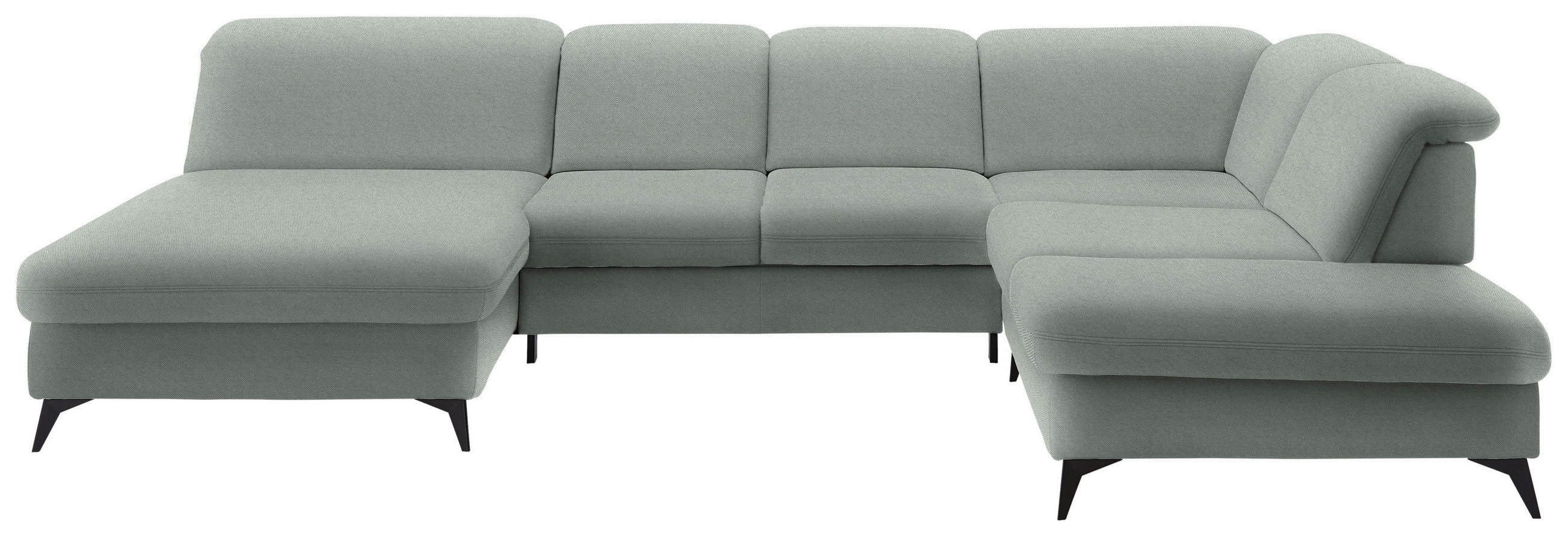 WOHNLANDSCHAFT Chenille Hellgrau  - Hellgrau/Schwarz, Design, Textil/Metall (198/369/255cm) - Beldomo Style