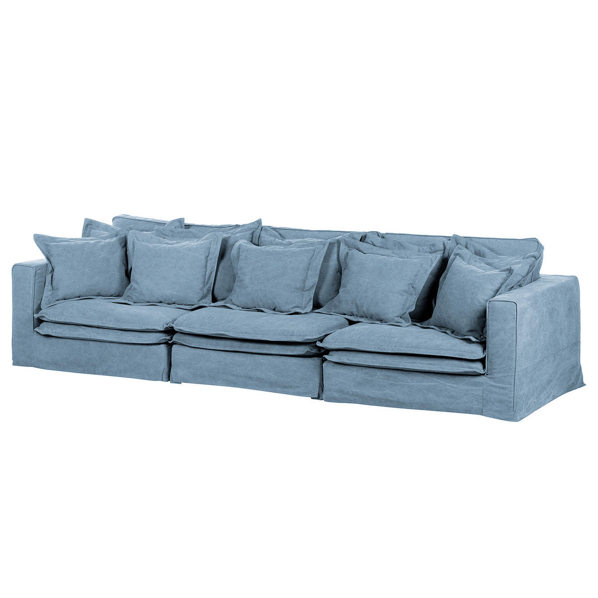 BIGSOFA STELLA Webstoff Blau  - Blau/Schwarz, Design, Kunststoff/Textil (338/90/119cm) - P & B