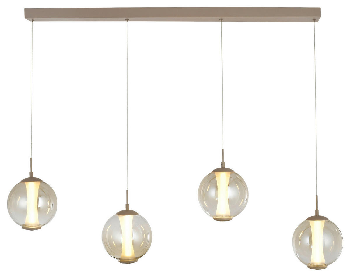 LED-HÄNGELEUCHTE Orleans 120/150/18 cm   - Sandfarben, Design, Glas/Metall (120/150/18cm)