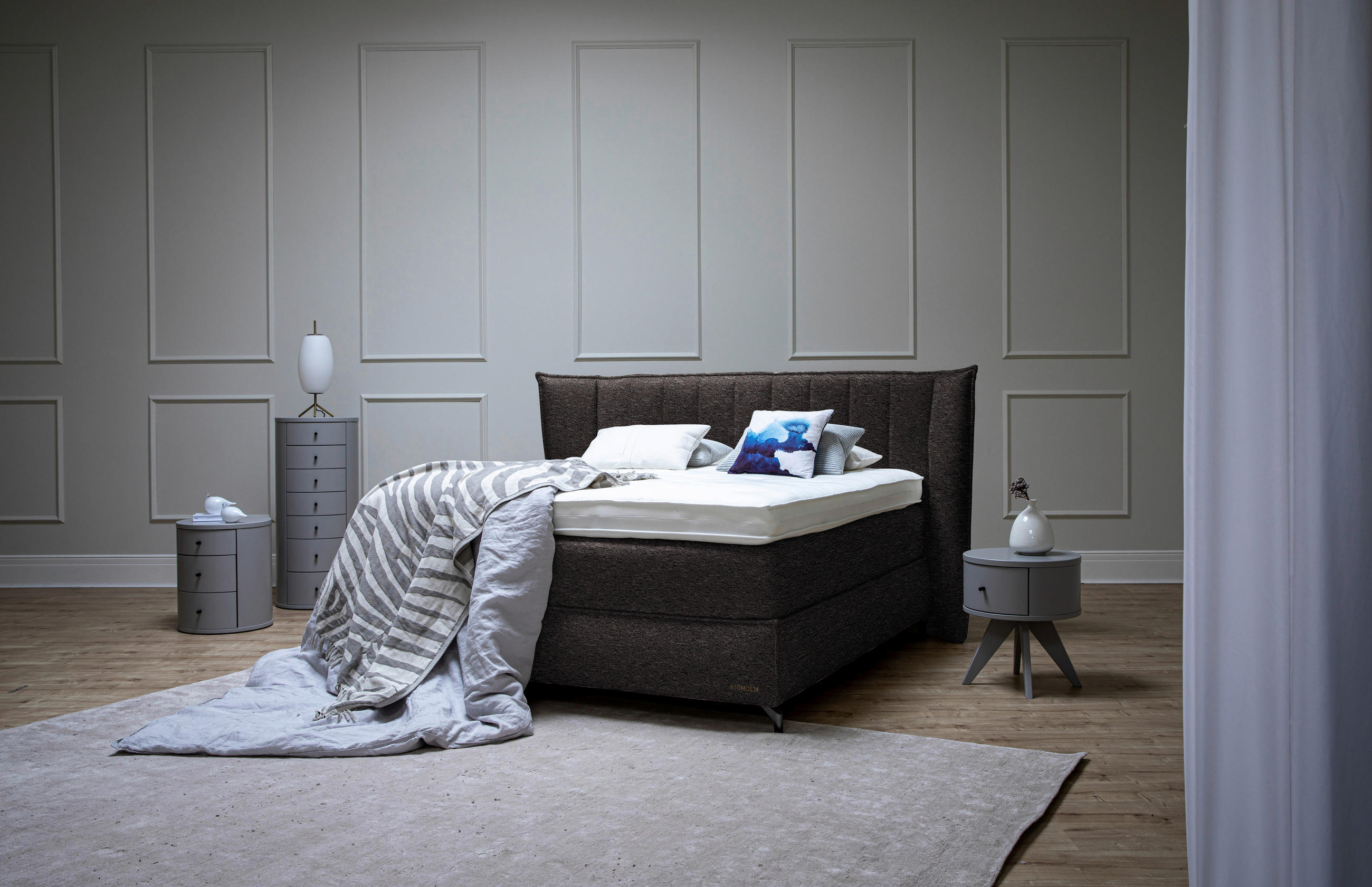 BOXSPRINGBETT 180/200 cm  in Dunkelbraun  - Dunkelbraun/Schwarz, KONVENTIONELL, Holz/Textil (180/200cm) - Sjöholm