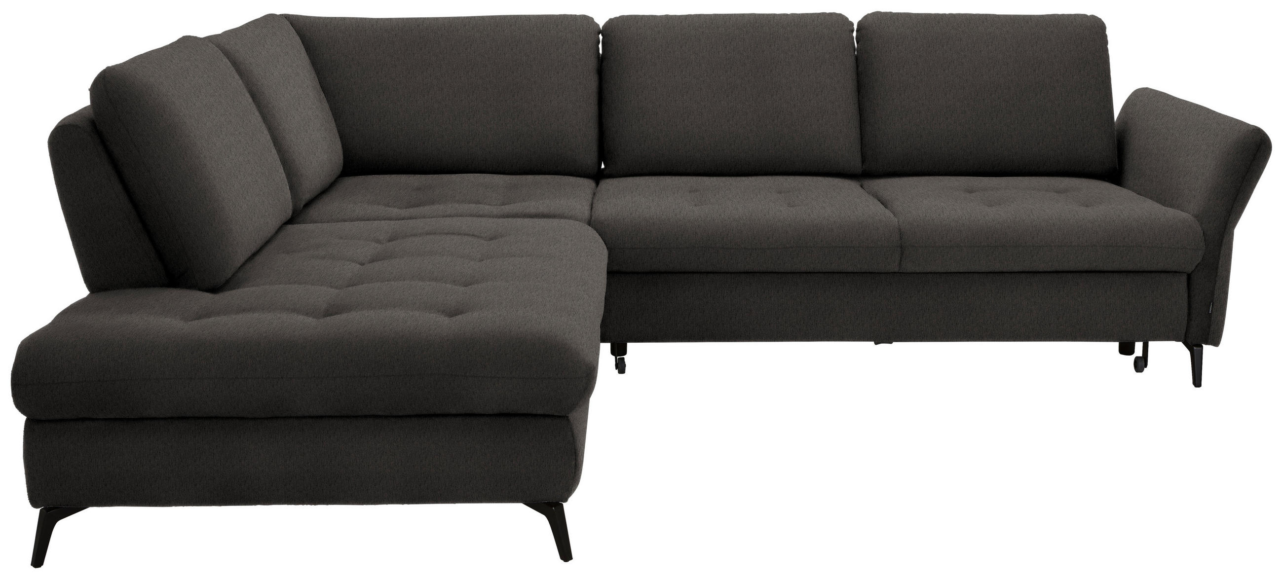ECKSOFA in Chenille Graubraun  233/288 cm  - Graubraun/Schwarz, Natur, Textil/Metall (233/288cm) - Valnatura