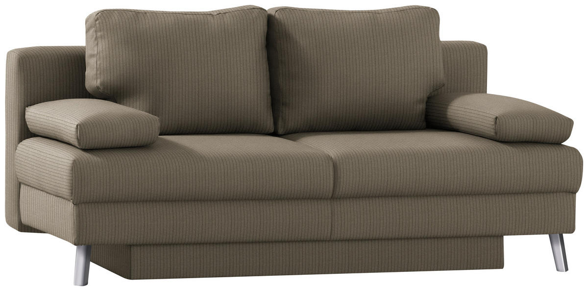 SCHLAFSOFA  in Cord Graubraun  - Chromfarben/Graubraun, MODERN, Textil/Metall (194/91/90cm) - Novel