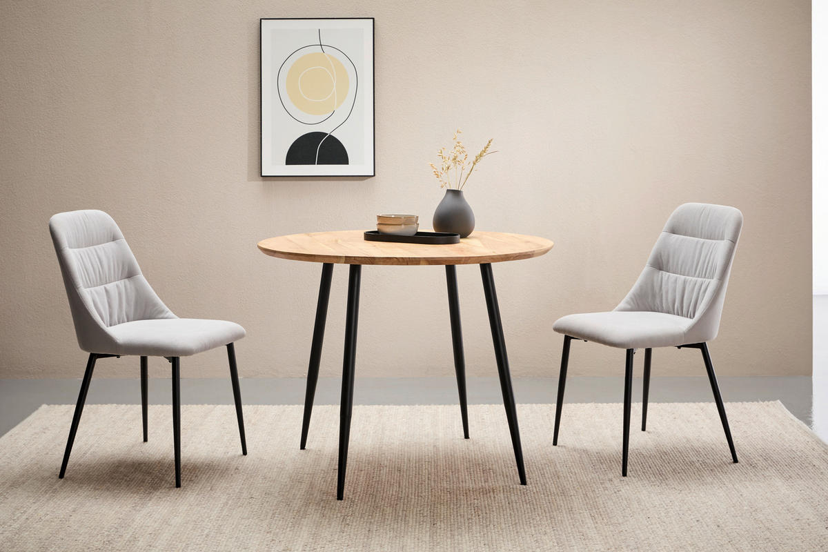 ESSTISCH in Holz, Metall 100/100/76 cm  - Schwarz/Akaziefarben, LIFESTYLE, Holz/Metall (100/100/76cm) - Stylife