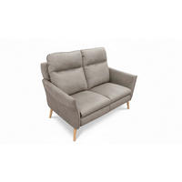2-SITZER-SOFA Mikrofaser Taupe  - Taupe/Buchefarben, Design, Holz/Textil (145/110/92cm) - Livetastic