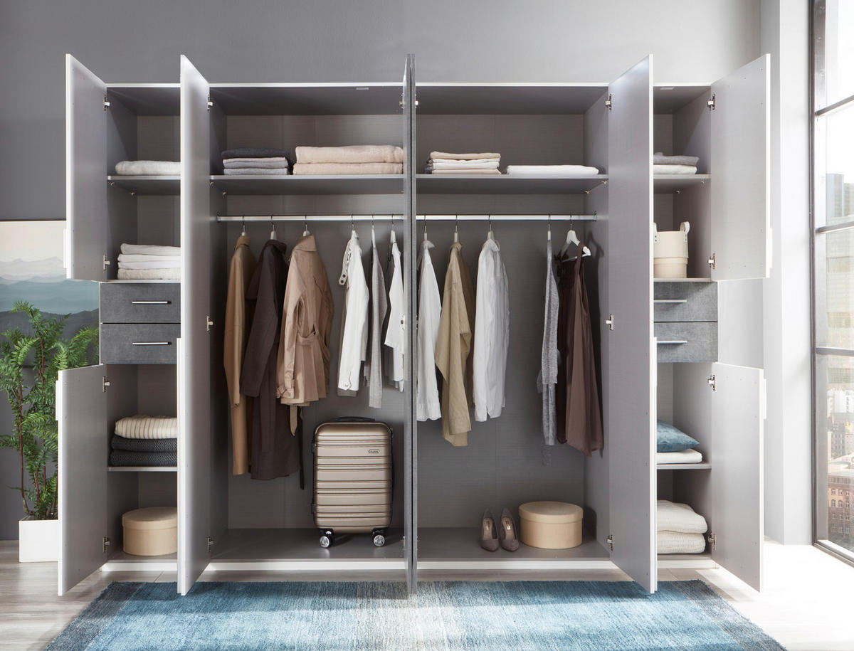 DREHTÜRENSCHRANK in Graphitfarben, Eichefarben  - Eichefarben/Silberfarben, Basics, Holzwerkstoff (270/208/58cm) - MID.YOU