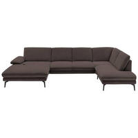 WOHNLANDSCHAFT Dunkelbraun Webstoff  - Dunkelbraun/Schwarz, Design, Textil/Metall (180/344/208cm) - Dieter Knoll