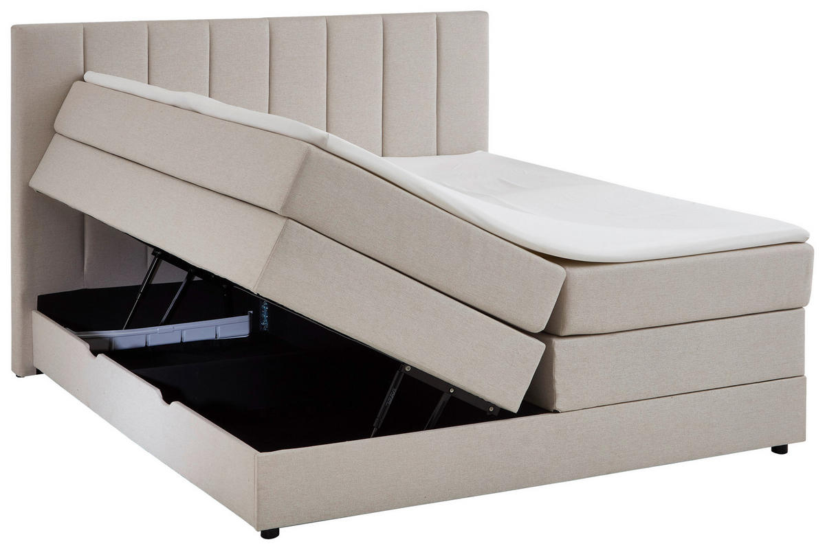 BOXBETT 180/200 cm  in Beige  - Beige/Schwarz, Basics, Holz/Textil (180/200cm) - Boxxx